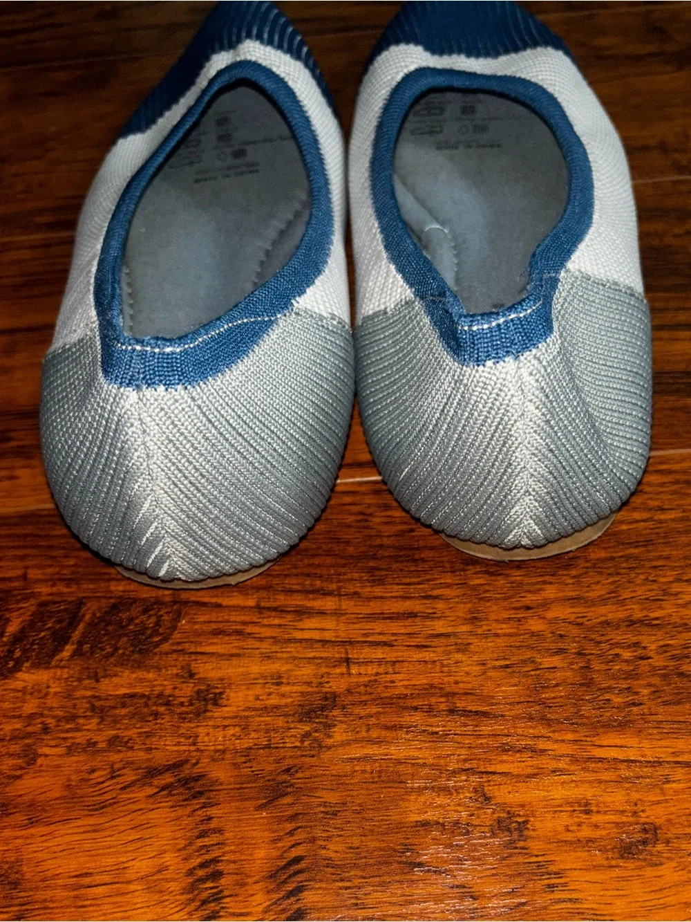 SERRA Knit Pointed Toe Ballet Flats Two-Tone Colorblock Blue Gray White Slip-Ons